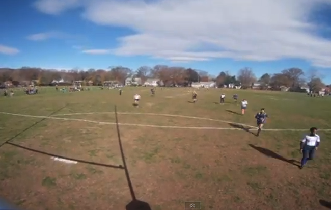 Yale Rugby videographer set a camera in the end zone to record the day